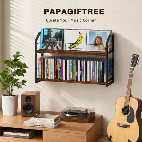 2-Tier CD Storage Rack for Wall Mount, CD Holder with Display | Holds 84 CDs, Showcase Your Collection on the Wall, Max Load 22 lbs, Save Desktop Space, for Muisc Lover in Saudi Arabia