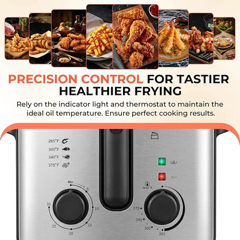 SUSTEAS Electric Deep Fryer with Basket, Oil Fryer for Home Use, 2.25Qt | 10 Cup Oil Capacity, Timer, Adjustable Temperature, Viewing Window Lid, Odor Free Filter, Stainless Steel Kitchen Freidora in Saudi Arabia