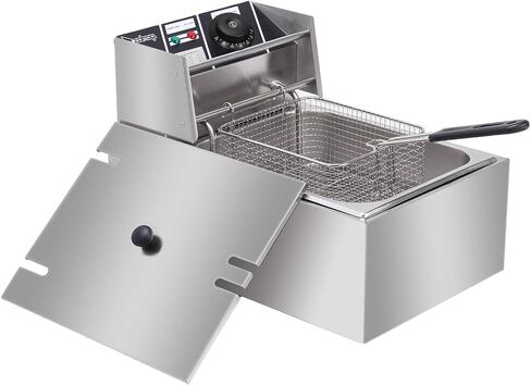 10QT Electric Deep Fryer for Chicken, Fries, and Onion Rings, Family Size | Electric Deep Fryer With Baskets & Lids 304 Stainless Steel Temperature Control Frying Machine, For Home & Commercial in Saudi Arabia