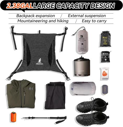 HIKEMAN Kangaroo Pocket Backpack – Large Capacity, Lightweight Breathable Mesh, External Storage Pocket, Waterproof, Adjustable Length, for Climbing, Hiking, Travel (Gray) in Saudi Arabia
