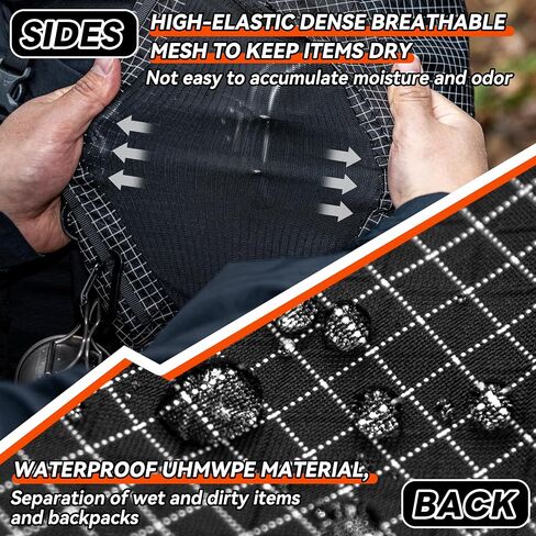 HIKEMAN Kangaroo Pocket Backpack – Large Capacity, Lightweight Breathable Mesh, External Storage Pocket, Waterproof, Adjustable Length, for Climbing, Hiking, Travel (Gray) in Saudi Arabia