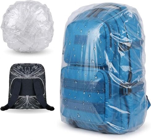 10-Pack Clear Backpack Rain Cover with Storage Box Waterproof Backpack Cover for Air Travel Hiking Camping Fits 15L-40L Bags Transparent Bag Cover Protector Outdoor Essentials in Saudi Arabia
