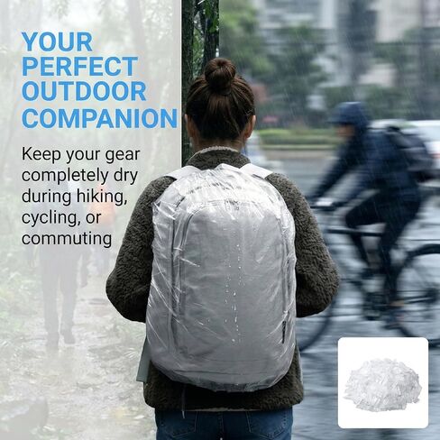 10-Pack Clear Backpack Rain Cover with Storage Box Waterproof Backpack Cover for Air Travel Hiking Camping Fits 15L-40L Bags Transparent Bag Cover Protector Outdoor Essentials in Saudi Arabia