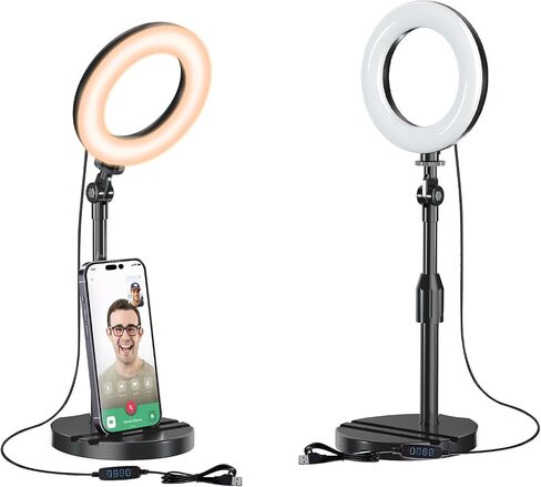 Desk Ring Light with Telescopic Stand, Travel Desktop Hola Light for Phone Selfie Laptop Zoom Video Calls Makeup Tiktok Reels Live Streaming in Saudi Arabia