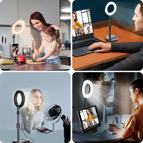 Desk Ring Light with Telescopic Stand, Travel Desktop Hola Light for Phone Selfie Laptop Zoom Video Calls Makeup Tiktok Reels Live Streaming in Saudi Arabia