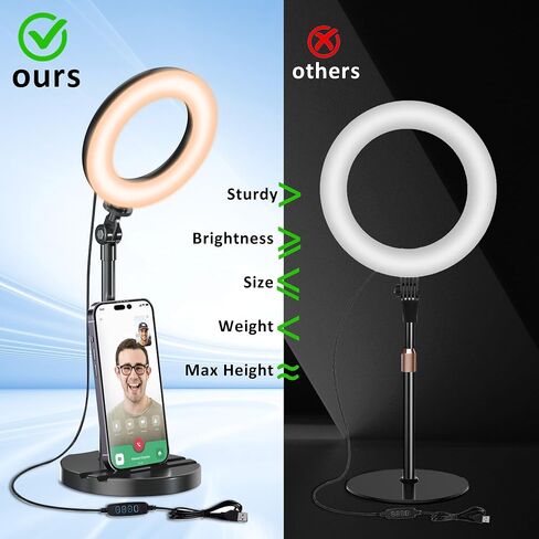 Desk Ring Light with Telescopic Stand, Travel Desktop Hola Light for Phone Selfie Laptop Zoom Video Calls Makeup Tiktok Reels Live Streaming in Saudi Arabia