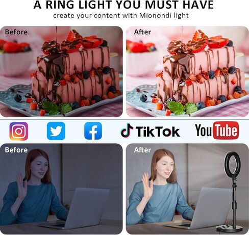 Desk Ring Light with Telescopic Stand, Travel Desktop Hola Light for Phone Selfie Laptop Zoom Video Calls Makeup Tiktok Reels Live Streaming in Saudi Arabia