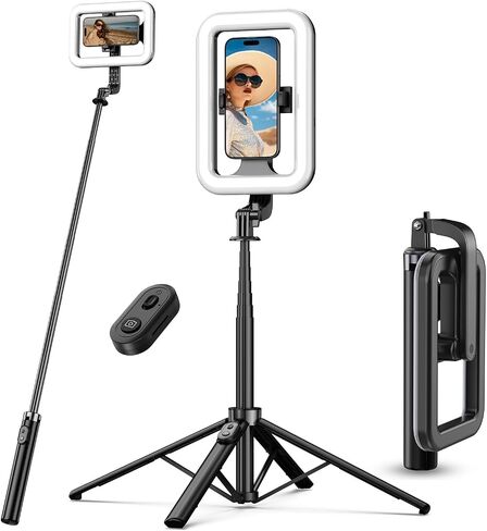 M MYBAT PRO Selfie Ring Light with 72" Tripod Stand - Extendable Selfie Stick with Light for Phone, Live Streaming, Makeup, Travel, Gaming, Video, Includes Phone Holder& USB-C Powered in Kuwait