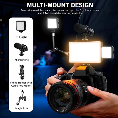 NiceVeedi RGB Selfie Light, 138 LED Beads Phone Light, 360° Full Color Camera Light with Clip and Cold Shoe, CRI95+/180 Minutes Rechargeable Video Light for Video Recording/iPhone/TikTok/Makeup/Zoom in Saudi Arabia