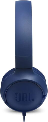 JBL Tune 500 - Wired On-Ear Headphones - Blue | JBL Pure Bass Sound, 1-button remotemic, Lightweight and foldable design, Tangle-free flat cable, Ask Siri or Google Now in Kuwait