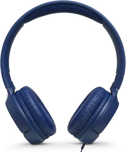 JBL Tune 500 - Wired On-Ear Headphones - Blue | JBL Pure Bass Sound, 1-button remotemic, Lightweight and foldable design, Tangle-free flat cable, Ask Siri or Google Now in Kuwait