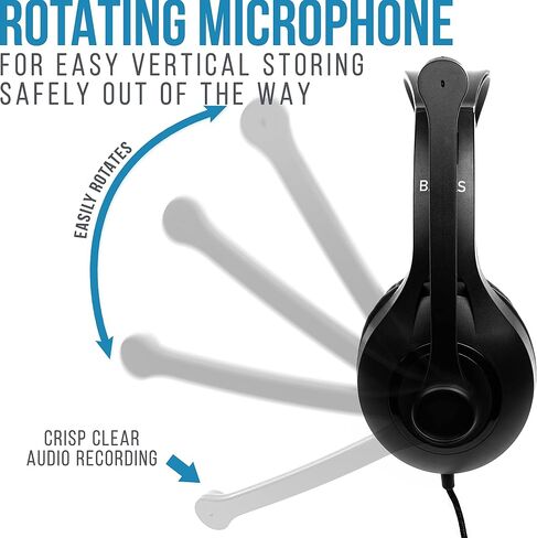 Barks Classroom Headphones with Microphone Bulk 10 Pack (Black, 3.5mm) | Durable Everyday Student Use, Headsets with Mic, Adjustable Fit All-Day Comfort, Clear Voice, Easy Clean, K-12 School Testing in Saudi Arabia