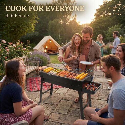 Portable Charcoal Grill, Portable Tabletop BBQ for Outdoor Cooking | Compact Folding Grill for Camping, Hiking, Picnics & Travel | 24"x13"x9" Lightweight Smoky Flavor Grill in Saudi Arabia