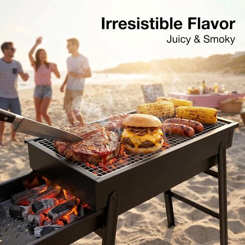 Portable Charcoal Grill, Portable Tabletop BBQ for Outdoor Cooking | Compact Folding Grill for Camping, Hiking, Picnics & Travel | 24"x13"x9" Lightweight Smoky Flavor Grill in Saudi Arabia