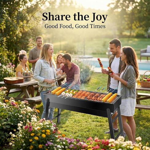 Portable Charcoal Grill, Portable Tabletop BBQ for Outdoor Cooking | Compact Folding Grill for Camping, Hiking, Picnics & Travel | 24"x13"x9" Lightweight Smoky Flavor Grill in Saudi Arabia