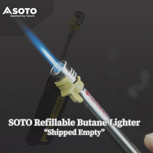 SOTO Pocket Torch Lighters for Camping - Extended Refillable Torch Lighter, Telescoping Burner Head, Electronic Ignition, Strong Wind-Resistant Butane Lighter for Candles, Grill, BBQ - Shipped Empty in Saudi Arabia