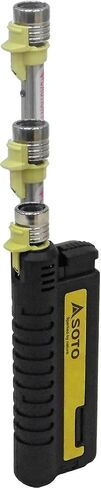 SOTO Pocket Torch Lighters for Camping - Extended Refillable Torch Lighter, Telescoping Burner Head, Electronic Ignition, Strong Wind-Resistant Butane Lighter for Candles, Grill, BBQ - Shipped Empty in Saudi Arabia