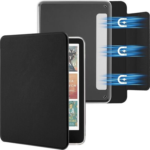 SESENSE Magnetic Case for 7'' Kindle Paperwhite 12th Gen 2024 & Colorsoft | Magnetic Detachable, Auto Wake/Sleep, Clear PC Case, Soft TPU Edge, Lightweight, For Bookish Travelers, Blue & White Stripes in Kuwait
