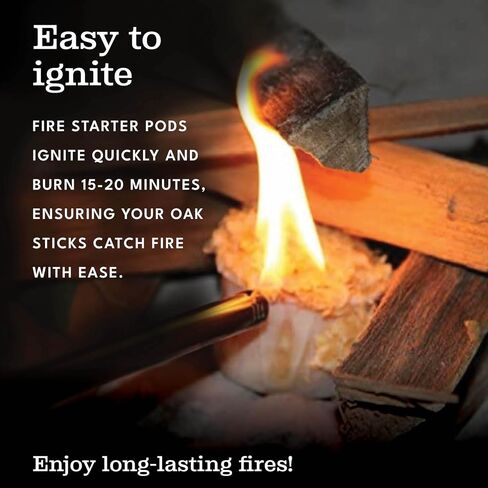 Superior Trading Oak Mini Fire Wood w/Fire Starter Pods, Winter Fireplace Starter, Wood Stove, USDA Cert 4-5" Kiln Dried Firewood, USA Made, 10-11 lbs. in Kuwait