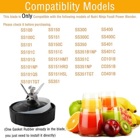 7 Fins Ninja Blender Blade Replacement parts Compatible with Nutri Ninja Foodi Power Blender SS101 SS351 SS401 SS151 SS300 SS350 SS351TGT CO351B SS100 SS101C CO101B, Ninja Blender Lid Accessories in Saudi Arabia