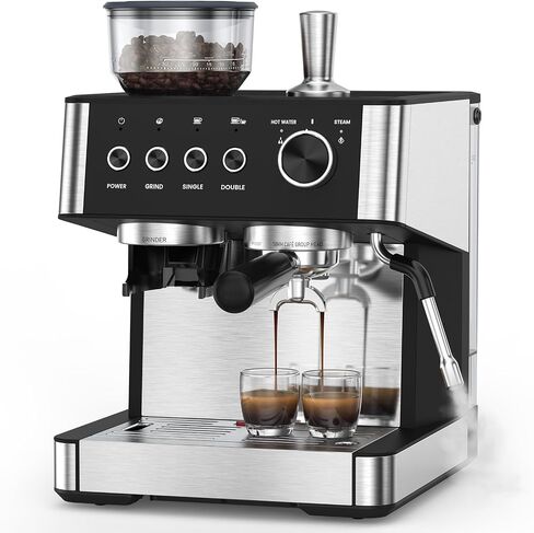 (2026 Upgrade) 15 Bar Espresso Machine with Built-in Anti-Clog Coffee Grinder, Expresso Coffee Machines with Milk Steam Wand/Frother/Tamping Tools,Espresso Maker with Grinder for Lattes-Almond in Saudi Arabia