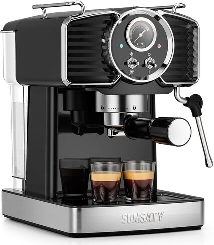 SUMSATY 20 Bar Espresso Machine Retro with Powerful Milk Frother, Green | Visual Pressure Gauge Espresso Coffee Machine 1350W Fast Heating Home Barista for Cappucino Latte Maker, 61oz Water Tank in Saudi Arabia