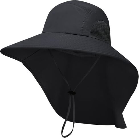 PFFY Sun Bucket Hats for Men Women UV Protection Sun Hat with Neck Flap | Wide Brim Waterproof Fishing Hat for Hiking, Travel, Gardening, Outdoor Camping Essentials, Packable Lightweight Sun Hats in Kuwait