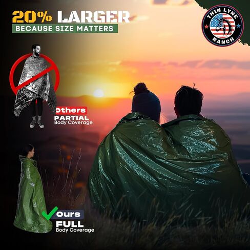 Ultra-Large Emergency Sleeping Bag for Survival - Hypothermia Prevention & Shelter - Multi-Person Bivvy Sack - Ideal Survival Gear, Emergency Bivy Camping Essentials in Saudi Arabia