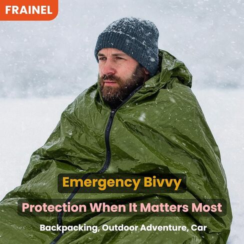 Emergency Sleeping Bag Bivy Sack. Reflective Thermal Shelter. Army Green Tough Guy Style. Ultralight Survival Gear with Whistle. for Outdoor, Hiking, First Aid, Bug Out Bag in Saudi Arabia
