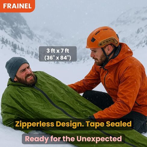 Emergency Sleeping Bag Bivy Sack. Reflective Thermal Shelter. Army Green Tough Guy Style. Ultralight Survival Gear with Whistle. for Outdoor, Hiking, First Aid, Bug Out Bag in Saudi Arabia