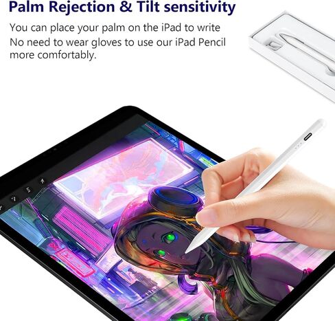 aMZCaSE Stylus Pen for iPad with Palm Rejection & Fast Charge | Tilt Sensitivity, USB-C 2X Fast Charge, Compatible with iPad 6-11 Gen (A16) Air Pro Mini All Models, White in Saudi Arabia
