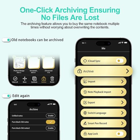 Yuan Digital Smartpen Writing Set, Smart Pen and Notebook for Note Taking | Real-time Sync for Digitizing, Storing, Offline Storage, Sharing Paper Notes via APP on Smartphone(Android and iOS) in Saudi Arabia