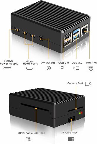 Geekworm P173 Heavy Duty Passive Cooling Aluminum Case for Raspberry Pi 4 | Fanless, Silent, With Heatsink Pillar, CPU Copper Shim and Thermal Pads in Saudi Arabia
