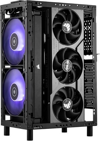 SSUPD Meshroom S V2 Mini-ITX Gaming PC Case (SFF), Full Mesh Panel with PCIE 5.0 Riser Cable, Compatible ATX MB/RX9070/5090/280mm AIO, USB Type-C (Black Variant B) in Kuwait