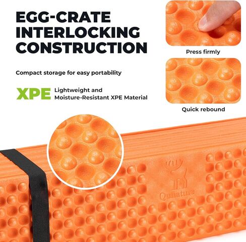 Foam Camping Sleeping Pad, Ultralight Closed Cell Mattress, Egg Crate Folding Mat, Waterproof & R-Value 1.8 for Hiking Camping Backpacking, Orange in Kuwait