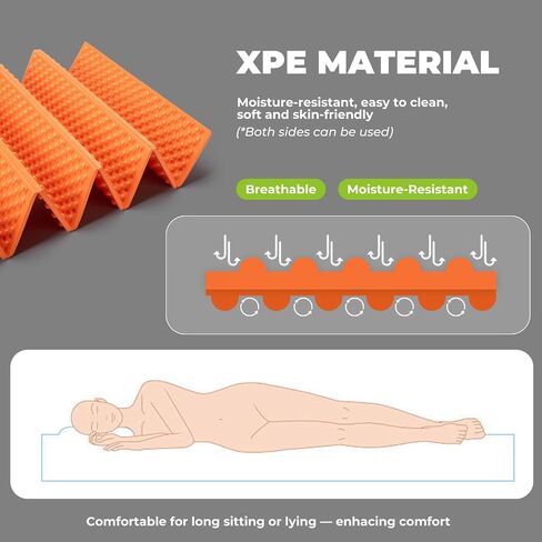 Foam Camping Sleeping Pad, Ultralight Closed Cell Mattress, Egg Crate Folding Mat, Waterproof & R-Value 1.8 for Hiking Camping Backpacking, Orange in Kuwait