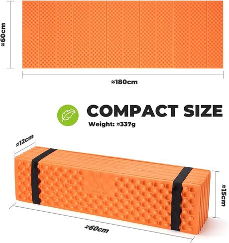 Foam Camping Sleeping Pad, Ultralight Closed Cell Mattress, Egg Crate Folding Mat, Waterproof & R-Value 1.8 for Hiking Camping Backpacking, Orange in Kuwait