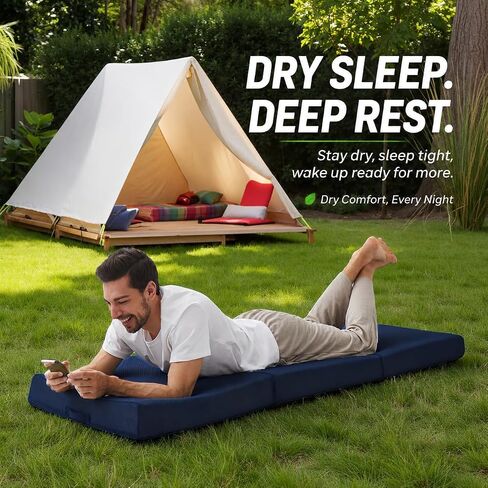 Jamdok Sleeping Mats for Adults,Memory Foam Trifold Mattress | Breathable Folding Pad,Machine Washable Mesh Cover,Cot Size Floor Guest Bed,Summer Camping in Saudi Arabia