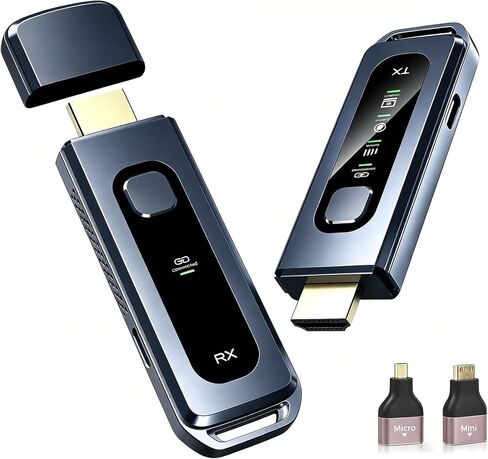 Wireless HDMI Transmitter and Receiver, 4K Input & Output | 328FT/100M, LED Display, 5.8G+2.4G Dual Band, Wireless HDMI Extender Auto Pairing for TV/Laptop//Monitor/Projector in Saudi Arabia