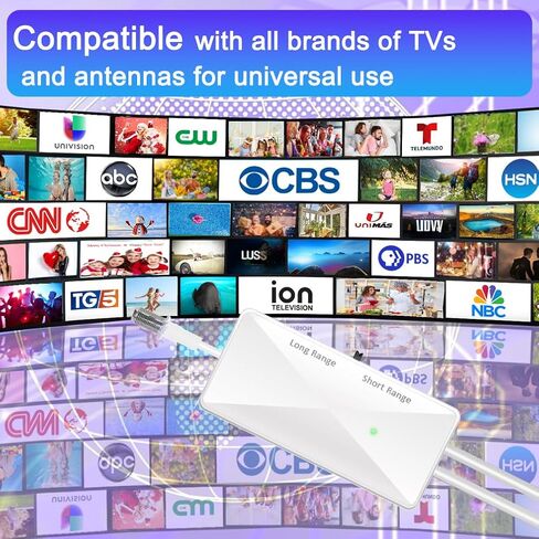 TV Antenna Amplifier, 25dB High Gain Powerful Antenna Booster，White | Digital Antennas Booster, Clear Up Pixelated Amplifier, Adjustable Reception Range, Suit for All TV Antennas in Saudi Arabia