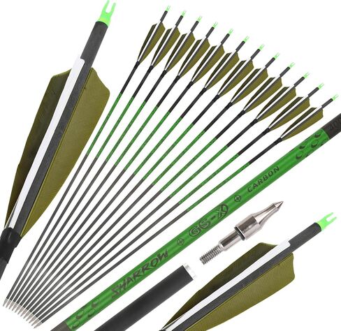 30 Inch Archery Carbon Arrows Spine 300/400/500/600/700/800 Hunting Arrows with 4" Turkey Feather Targeting Practice Arrows for Compound & Recurve & Traditional Bow 6/12pcs in Saudi Arabia