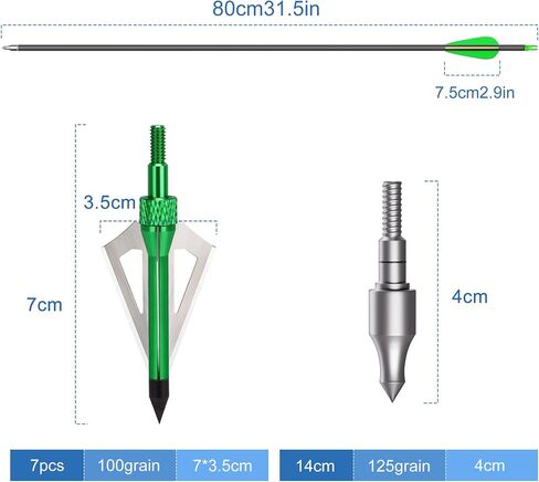 14-pcs 30-Inch Carbon Arrows,with 100-Grain Hunting Broadhead | Removable Tips Shaft Spine 500 in Saudi Arabia