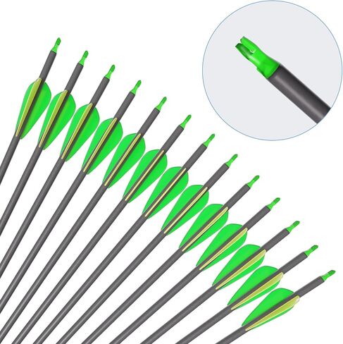 14-pcs 30-Inch Carbon Arrows,with 100-Grain Hunting Broadhead | Removable Tips Shaft Spine 500 in Saudi Arabia