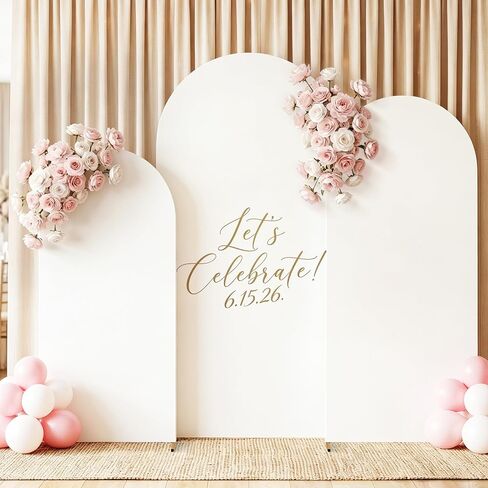 Metal Arch Backdrop Stand and Cover Set 7.2FT/6FT | Arch Stand Frame with Spiral Rotating Joint, 2 Wrinkle-Resistant Covers for Wedding, Birthday, Baby Shower and Party Decor in Kuwait