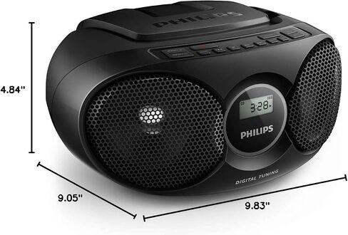 مشغل أقراص مضغوطة محمول من Philips Boombox Radio CD Player Combo للمنزل، ومكبرات صوت ستيريو ومتوافقة مع MP3/CD-R/RW، مشغل أقراص مضغوطة قابل للبرمجة مع راديو FM/USB/مقبس سماعة الرأس/مدخل AUX in Kuwait