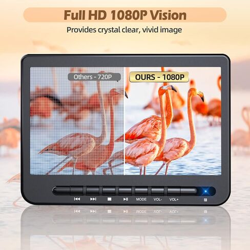 DESOBRY 10" Dual Screen Car DVD Player — Plays Same or Different Movies | Headrest Mount for Travel & Home, Support USB/CD/DVD, Play Same or Different Movies, Last Memory in Kuwait