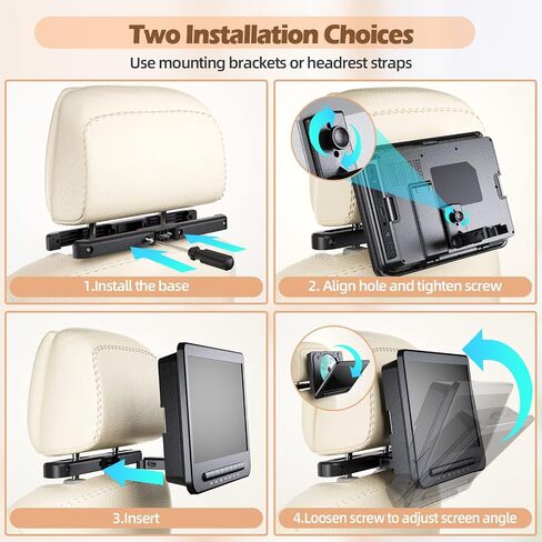 DESOBRY 10" Dual Screen Car DVD Player — Plays Same or Different Movies | Headrest Mount for Travel & Home, Support USB/CD/DVD, Play Same or Different Movies, Last Memory in Kuwait