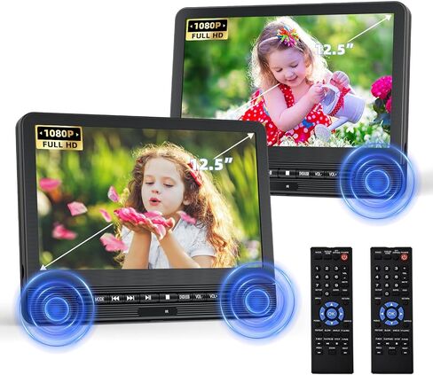 12.5" Dual Portable DVD Player for Car | Car Headrest DVD Player Play Same or Two Different Movies, Support USB/Sync TV, Region Free, Last Momory in Kuwait