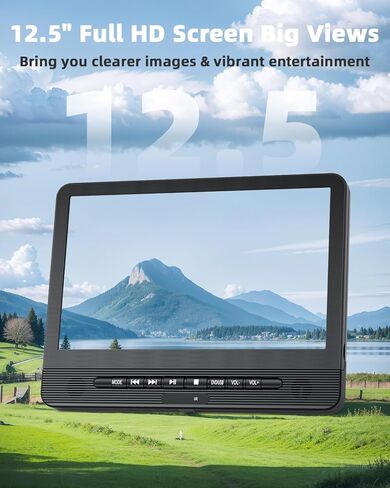12.5" Dual Portable DVD Player for Car | Car Headrest DVD Player Play Same or Two Different Movies, Support USB/Sync TV, Region Free, Last Momory in Kuwait