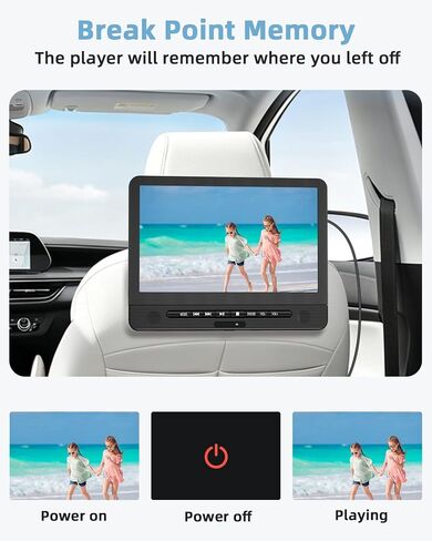 12.5" Dual Portable DVD Player for Car | Car Headrest DVD Player Play Same or Two Different Movies, Support USB/Sync TV, Region Free, Last Momory in Kuwait